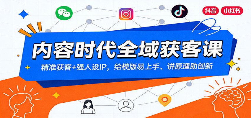 图片[1]-内容时代全域获客课：精准获客+强人设IP，给模版易上手、讲原理助创新-轻创网