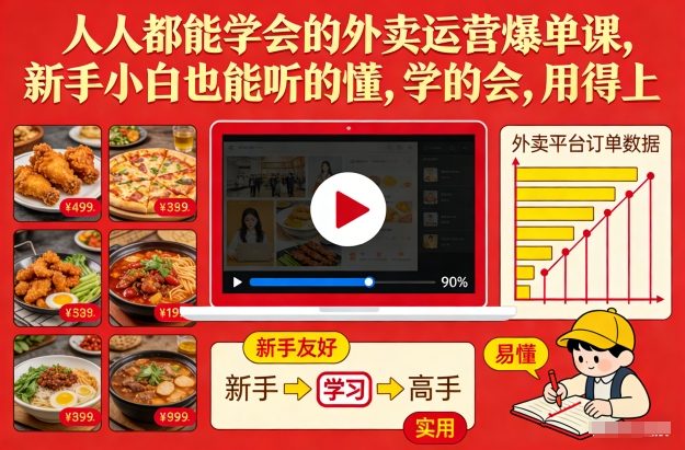 人人都能学会的外卖运营爆单课，新手小白也能听的懂，学的会，用得上-轻创网