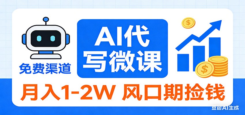 2026告别打工！AI 代写微课，提供免费渠道，月入 1-2W 风口期捡钱-轻创网