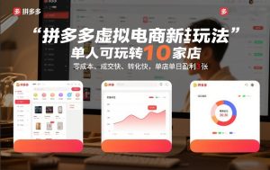 拼多多虚拟电商新玩法，单人可玩转10家店，零成本、成交快、转化快，单店单日盈利3张【揭秘】-轻创网