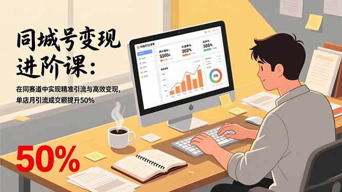 同城号变现进阶课：在同城赛道中实现精准引流与高效变现，单店月引流成交额提升50%-轻创网