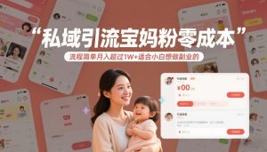 私域引流宝妈粉零成本流程简单月入超过1W+适合小白想做副业的-轻创网
