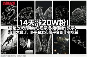14天涨20W粉！情绪放大镜动物心理学短视频制作教学，流量太猛了，多平台发布撸平台创作者收益-轻创网