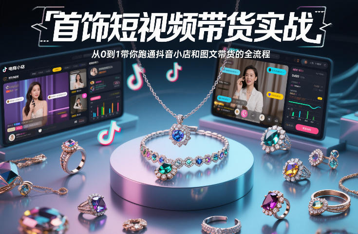 首饰短视频带货实战，从0到1带你跑通抖音小店和图文带货的全流程-轻创网