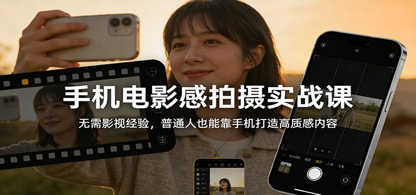 图片[1]-手机电影感拍摄实战课：无需影视经验，普通人也能靠手机打造高质感内容-轻创网