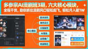 多参宗AI漫剧班3期，六大核心模块，全程干货，助你抓住漫剧风口轻松起飞，轻松月入破1W+-轻创网