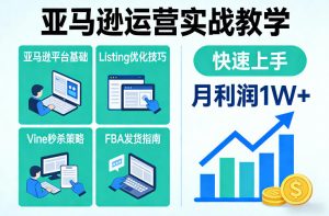 亚马逊运营实战教学，亚马逊平台+Listing优化+Vine秒杀+FBA发货等，快速上手，实现店铺月利润1W-轻创网