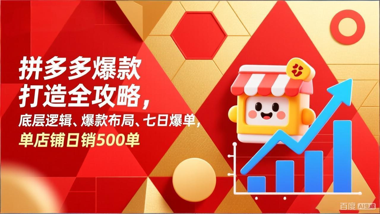 拼多多爆款打造全攻略，底层逻辑、爆款布局、七日爆单，单店铺日销500单-轻创网