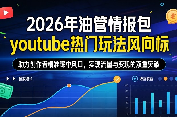2026年油管情报包,youtube热门玩法风向标,助力创作者精准踩中风口,实现流量与变现的双重突破-轻创网