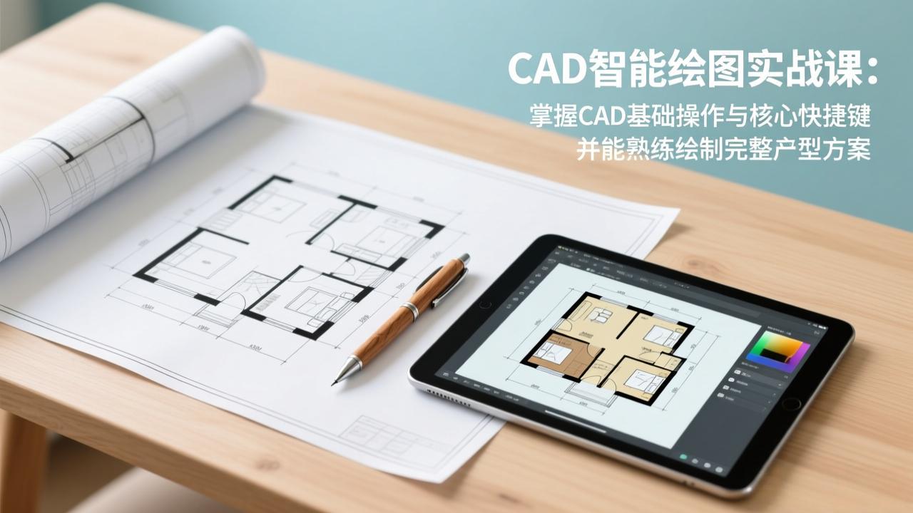 CAD智能绘图实战课：掌握CAD基础操作与核心快捷键，并能熟练绘制完整户型方案-轻创网