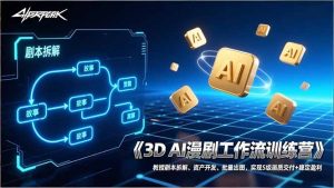 3D AI漫剧工作流训练营：教授剧本拆解、资产开发、批量出图，实现S级画质交付+稳定盈利-轻创网