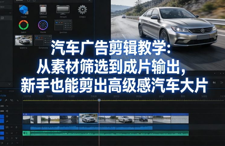 汽车广告剪辑教学：从素材筛选到成片输出，新手也能剪出高级感汽车大片-轻创网