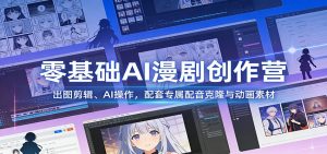 零基础AI漫剧创作营：出图剪辑、AI操作，配套专属配音克隆与动画素材-轻创网