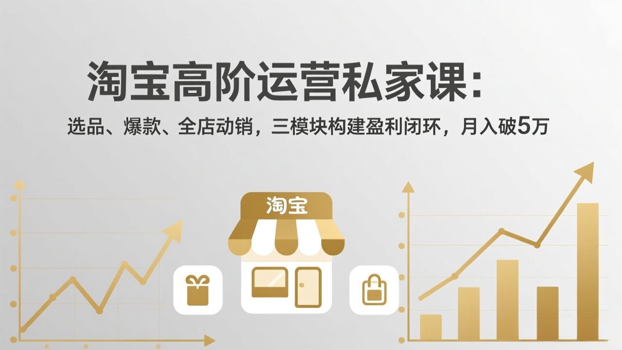 淘宝高阶运营私家课：选品、爆款、全店动销，三模块构建盈利闭环，月入破5万(更新26年2月-轻创网