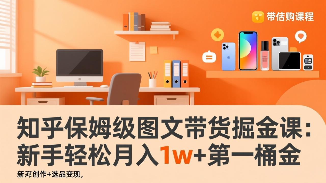 知乎保姆级图文带货掘金课：账号打造+爆文创作+选品变现，新手轻松月入1w+第一桶金-轻创网