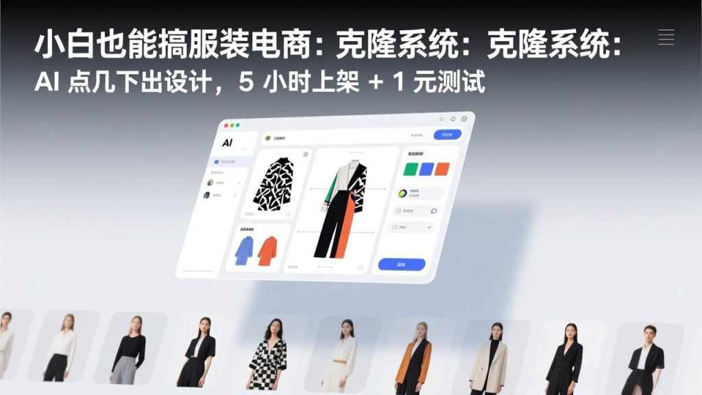 小白也能搞服装电商：克隆系统：AI 点几下出设计，5 小时上架 + 1 元测试-轻创网