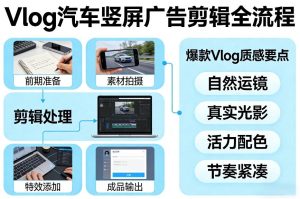 Vlog感觉汽车竖屏广告剪辑脚本全流程，拿捏爆款Vlog质感-轻创网