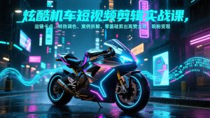 炫酷机车短视频剪辑实战课，运镜卡点、特效调色、案例拆解，零基础剪出高赞大片，吸粉变现-轻创网