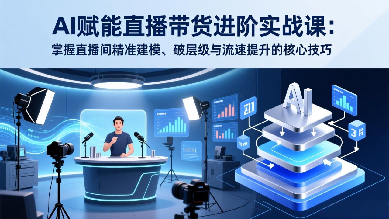 AI赋能直播带货进阶实战课：掌握直播间精准建模、破层级与流速提升的核心技巧-轻创网