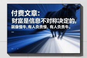 付费文章：财富是信息不对称决定的，就像慢牛，有人负责慢，有人负责牛-轻创网