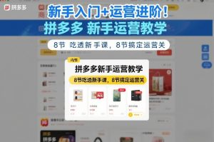 新手入门+运营进阶！拼多多新手运营教学，8节吃透新手课，8节搞定运营关-轻创网