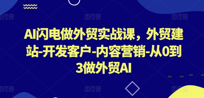 AI闪电做外贸实战课，​外贸建站-开发客户-内容营销-从0到3做外贸AI(更新)-轻创网