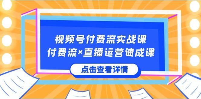 视频号付费流实战课，付费流×直播运营速成课，让你快速掌握视频号核心运营技能-轻创网