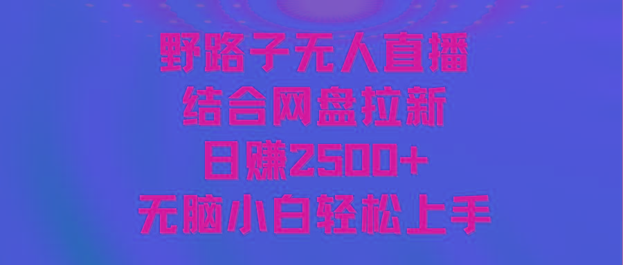 无人直播野路子结合网盘拉新，日赚2500+多平台变现，小白无脑轻松上手操作-轻创网