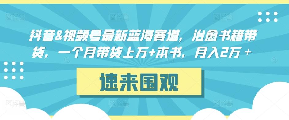 抖音&视频号最新蓝海赛道，治愈书籍带货，一个月带货上万+本书，月入2万＋【揭秘】-轻创网