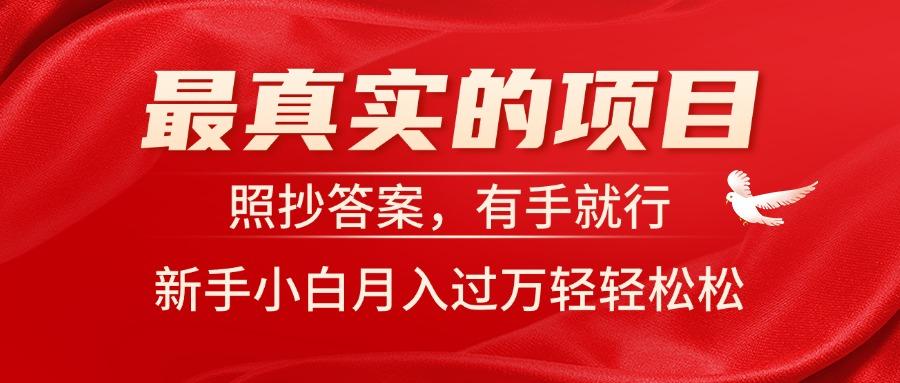 最真实的项目，照抄答案，有手就行，新手小白月入过万轻轻松松-轻创网