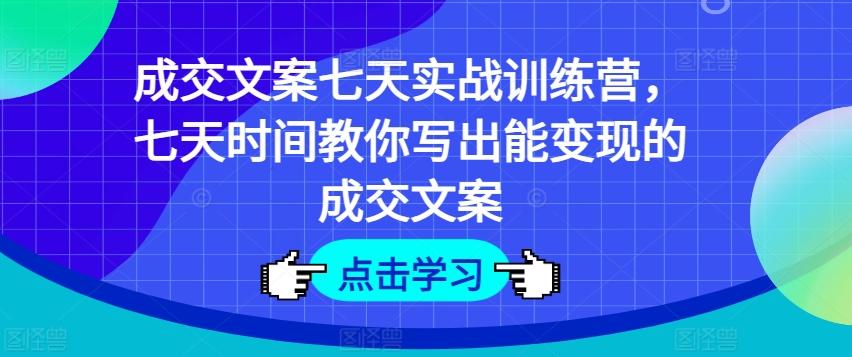 成交文案七天实战训练营，七天时间教你写出能变现的成交文案-轻创网