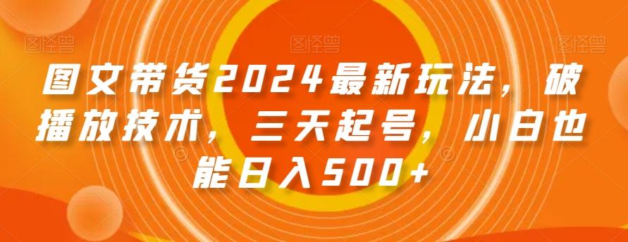 图文带货2024最新玩法，破播放技术，三天起号，小白也能日入500+【揭秘】-轻创网
