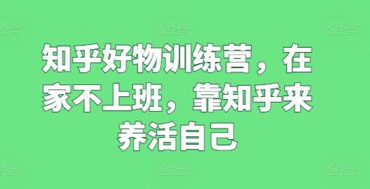 知乎好物训练营，在家不上班，靠知乎来养活自己-轻创网
