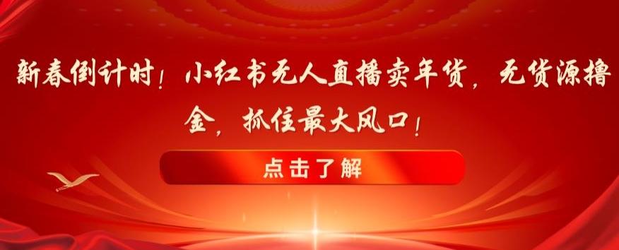 新春倒计时！小红书无人直播卖年货，无货源撸金，抓住最大风口【揭秘】-轻创网