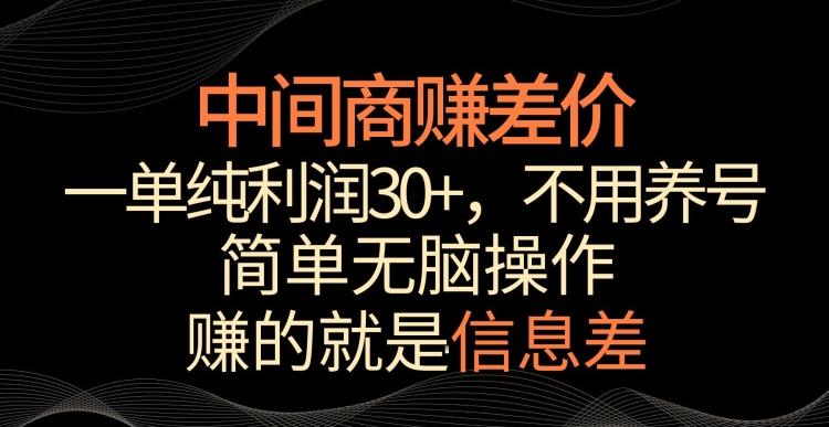 中间商赚差价，一单纯利润30+，简单无脑操作，赚的就是信息差，轻轻松松日入1000+【揭秘】-轻创网