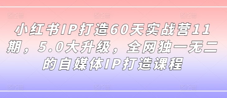 小红书IP打造60天实战营11期，5.0大升级，全网独一无二的自媒体IP打造课程-轻创网