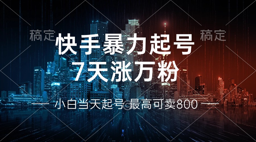快手暴力起号，7天涨万粉，小白当天起号 多种变现方式，账号回收，单月…-轻创网