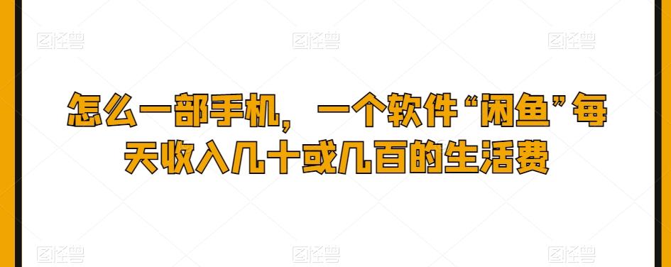 怎么一部手机，一个软件“闲鱼”每天收入几十或几百的生活费-轻创网