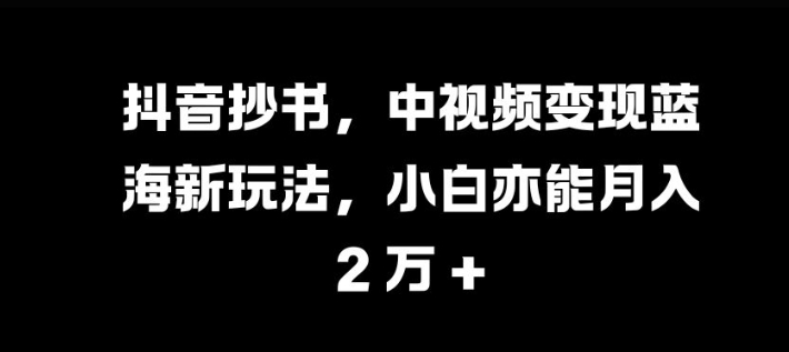抖音抄书，中视频变现蓝海新玩法，小白亦能月入 过W【揭秘】-轻创网