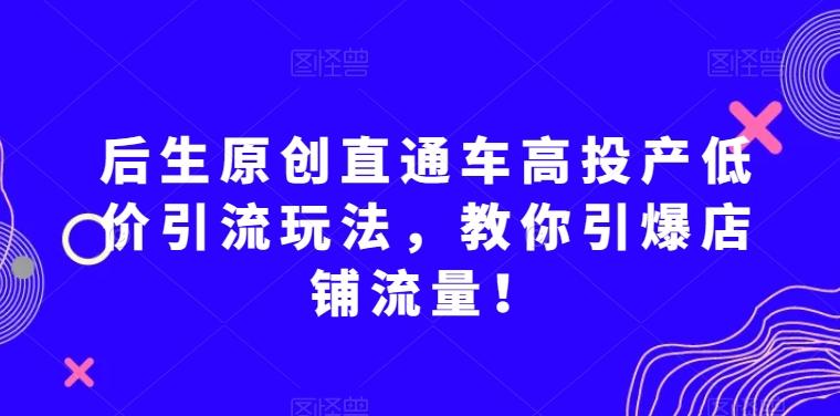 后生原创直通车高投产低价引流玩法，教你引爆店铺流量！-轻创网
