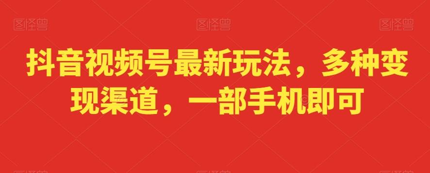 抖音视频号最新玩法，多种变现渠道，一部手机即可-轻创网