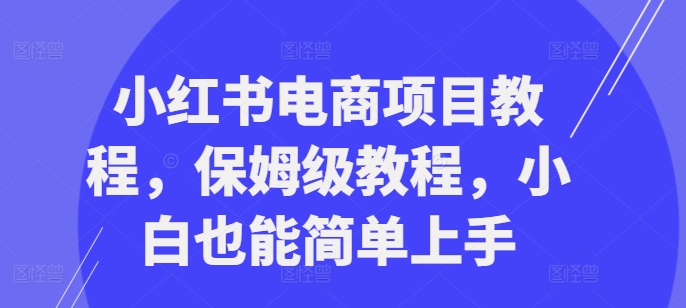 小红书电商项目教程，保姆级教程，小白也能简单上手-轻创网