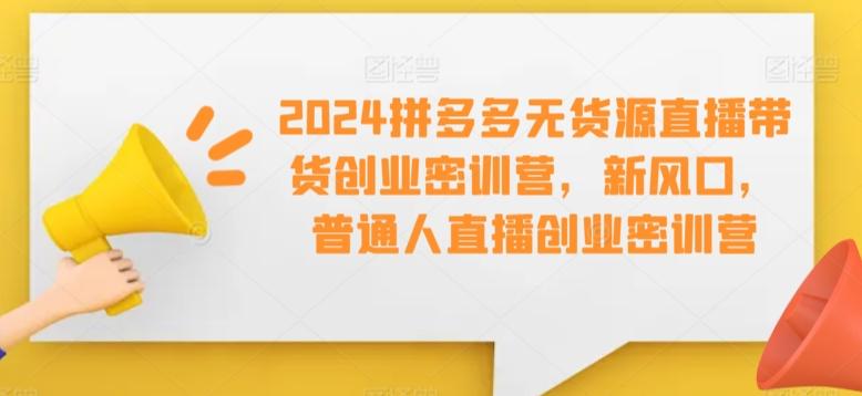 2024拼多多无货源直播带货创业密训营，新风口，普通人直播创业密训营-轻创网