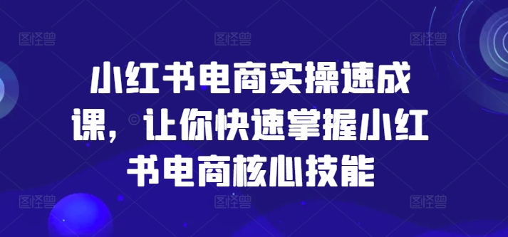 小红书电商实操速成课，让你快速掌握小红书电商核心技能-轻创网