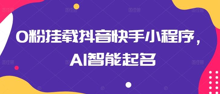 0粉挂载抖音快手小程序，AI智能起名-轻创网