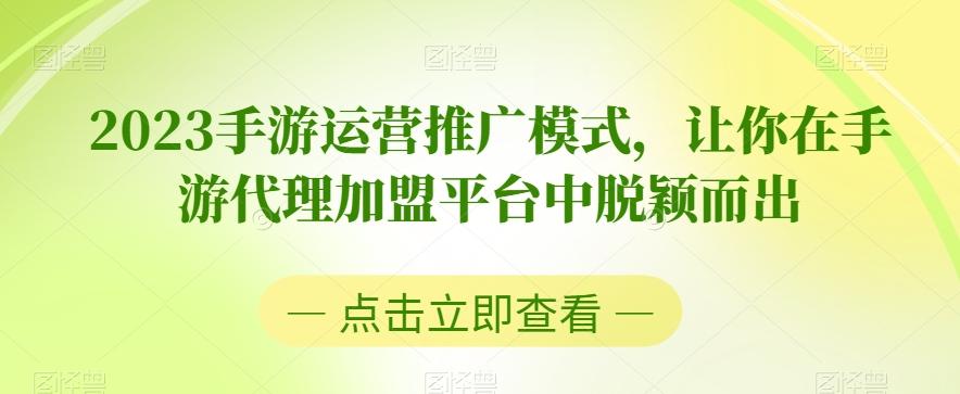 2023手游运营推广模式，让你在手游代理加盟平台中脱颖而出-轻创网
