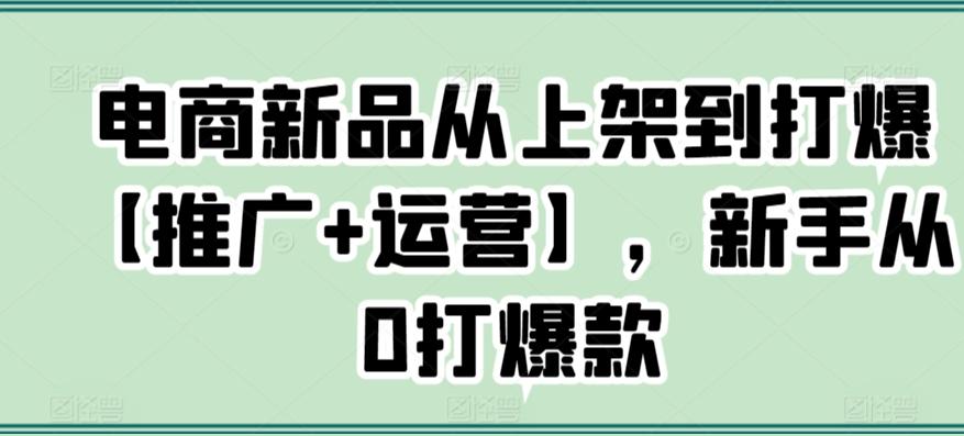 电商新品从上架到打爆【推广+运营】，新手从0打爆款-轻创网