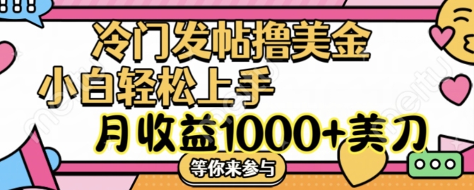 冷门发帖撸美金项目，月收益1000+美金，简单无脑，干就完了【揭秘】-轻创网