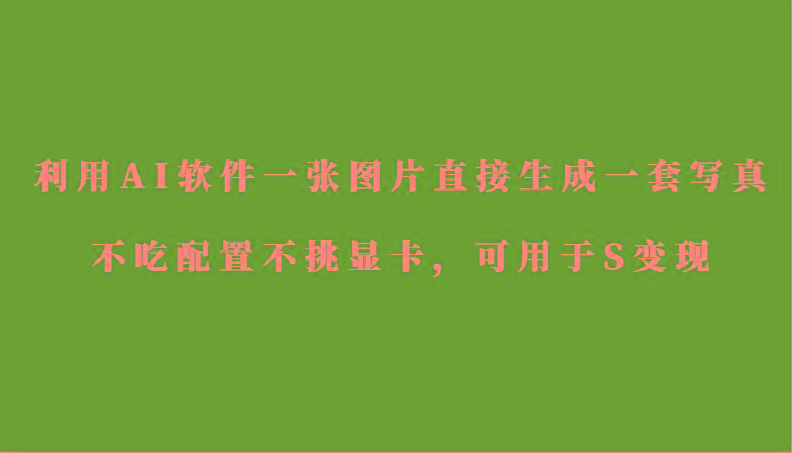利用AI软件只需一张图片直接生成一套写真，不吃配置不挑显卡，可用于S变现-轻创网