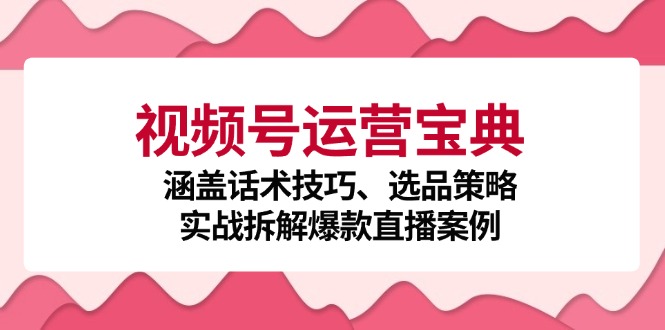 视频号运营宝典：涵盖话术技巧、选品策略、实战拆解爆款直播案例-轻创网